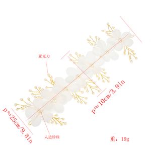 Bianco 3D fiori fatti a mano Copricapo da sposa Copricapo Boho Corone floreali Fasce per donne Diademi Perle Fascia per capelli Matrimonio nuziale Hai233Y