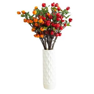 EINE Kunstblume, langer Stiel, Wildfrucht, 63,5 cm Länge, künstliches Weißdorn-Grünblatt für Hochzeit, Zuhause, dekorative künstliche Pflanzen
