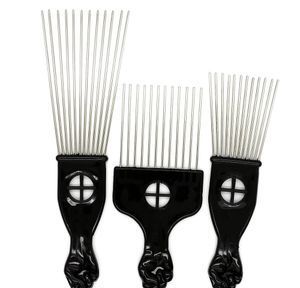 Fist Afro Stianless Steel Wide Pick Metal Hair Plast Comb Handle Brush Teeth Black With sqcIt babyskirt