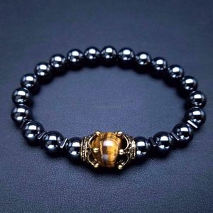 Tiger Eye Turquoise Beadsブレスレット天然石のクラウンブレスレット女性メンズブレスレットファッションジュエリーウィルと砂のギフト