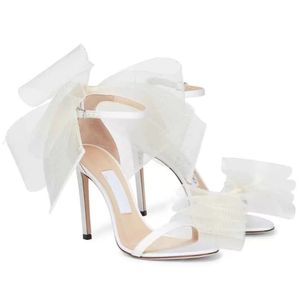 Eleganta varumärken i perhet sandaler Skor Pekade Toe Mesh Bow Pumpar Kvinnor Högklackat Aveline Ankelband Klänning Bröllop Bridal Walking EU35-44.box