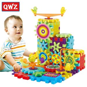 QWZ 81 조각 전기 기어 3D 퍼즐 빌딩 키트 플라스틱 벽돌 어린이를위한 어린이 장난감을위한 교육 장난감 크리스마스 선물 201218