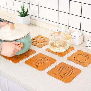 Wholesale cartoon teapots for sale - Group buy NEWWooden Coasters Drink Heat Resistant Pads for Dishes Pot Bowl Teapot Cup Fish Bone Durable Cartoon Kitchen Table Coasters ZZB13660