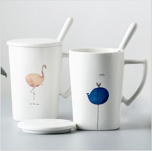 Tazze in ceramica con copertina tendenza personalità creativa Tazza simpatico cartone animato per la casa tazza da tè tazze da caffè Può essere utilizzato a casa. Negozio