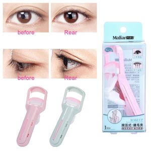 Manual push Eyelash Curler for Asian Eyes Integral Pressing Curling Lasting Eyelashes Cosmetic Makeup Tool with Silicone Pad Women Beauty