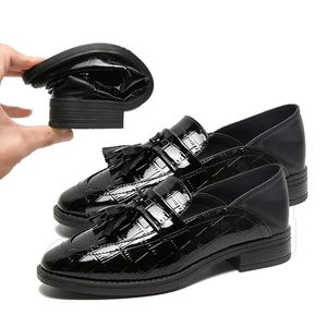 Klänning skor lihuamao tofs penny loafers för kvinnor kvadratklack på arbetsplatsen damer platt komfort pekad tå mule