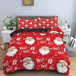 Christmas 3D Santa Claus Bedding Sets Duvet Cover Bed Linen Bedclothes Twin/Queen/King Size for Kids Bed Room for Kids Gifts 201128