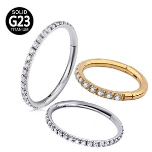G23 Titanium Hinged Segment Hoop Cz Stone Nose Ring Nipple Clicker Ear Cartilage Tragus Helix Lip Earring Piercing Body Jewelry