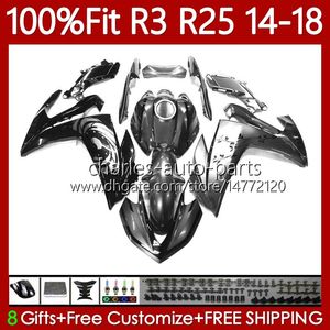 Инъекция OEM-обтекатель для Yamaha YZFR3 YZFR25 YZF-R25 2014-2018 Bodywork 102NO.174 YZF-R3 YZF R3 R25 Dark Silver