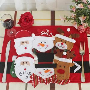 Christmas Decorations 6Pcs/Lot For Home Cutlery Pocket Fork&Knife Tableware Pouch Santa Claus Dinner/Table Decor Decoration1