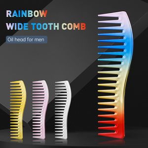 Quatro cores Ranbow Wide Denty Comb Homens Cabeça de Óleo Pente Multipul Hairdressing Pente Barbear ferramentas para cabeleireiro