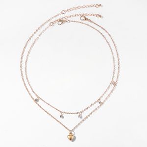 Hjärta halsband set för kvinnor glänsande hängande halsband set mode clavicle smycken