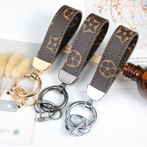 3colors Fashion Keychain Flower Print Pattern Leather Keychains Car Fashion Key Ring Lanyard Cute Key Wallet Chain Rope Chain