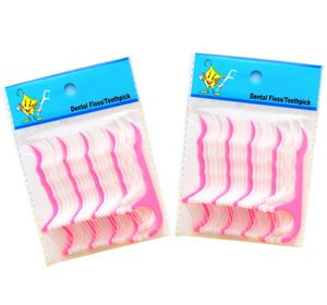 DentaPik Plastic Toothpick Set: 25 Cotton Floss Sticks for Oral Health, Opp Bag Packed, DHL Ship - Dentist Approved.
