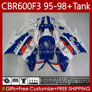 Kropps kit för Honda Bodywork CBR600F3 600CC Orange Blue 600FS 64NO.209 CBR 600 600F3 95-98 CBR600 F3 FS CC 97 98 95 96 CBR600FS CBR600-F3 1997 1998 1995 1996 Fairing + Tank