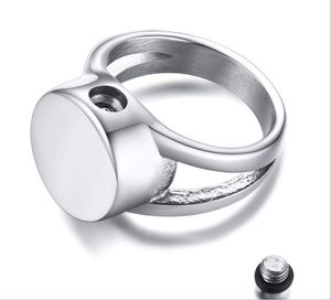 RC-457 holiday gifts for friends Stainless steel urn casting ring can be opened steel color men round smooth Ring US 7-12#