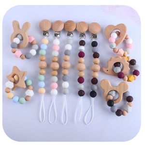 Baby Pacifier Clip + Toy + Silicone Beads Bracelet 3Pcs/Set Toddlers Product Infants Nipple Clips Dummy Clip BY1643
