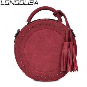 Hot Sale Vintage Scrub Leather Crossbody Shoulder Bags For Women 2020 Round Fashion Female Tassel Messenger Bag Sac A Main Femme