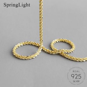 Springlight Minimalist 18K Gold Gypsophila Clavicle Halsband Enkelt All-Match Populärt Halsband För Kvinnor 925 Ren Silver Smycken Q0531