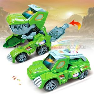 Dinosauro auto deformato Mondo giocattoli per bambini Giocattoli di deformazione del dinosauro per bambini con luce a LED Musica lampeggiante Macchinina elettrica LJ201105