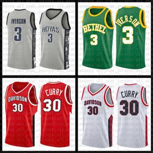 19 Davidson Wildcats Stephen NCAA-Trikot 30 College Curry Allen 3 Iverson Georgetown Bethel High School University College-Trikots shua013