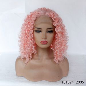 14~26 inches Big Curly Perruques Synthetic Lace Frontal Wig Simulation Human hair Front Wigs 181024-2335