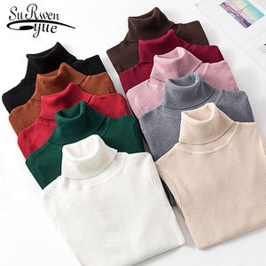 Turtleneck Women Sweater Chic Korean Autumn and Winter Long Sleeve Thick Solid Loose Office Lady Pullover 10644 210510