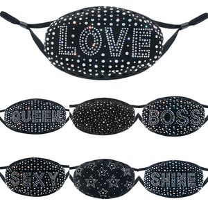 Fashion Face Masks Letters Diamond Cotton Masks Bar KTV Party Sexy Mask Repeated Use Can Be Washed