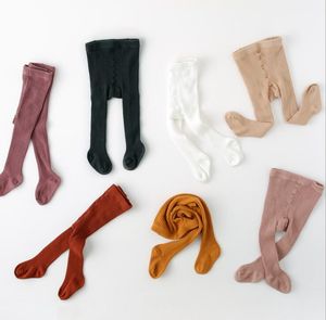 Großhandel Mädchen Strumpfhosen Strumpfhosen Kinder 100% gekämmte Baumwolle Socken einfarbig Kinder Streifen Legging Kleidung Baby Strümpfe Kinder warme Socken