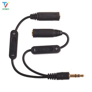 3,5-Klinken-Splitter-Stecker auf 2 Buchsen 3,5-mm-Stereo-Audiokabel Y-Splitter-Adapter Lautstärkeregler Kopfhörer-Telefon-AUX-Kabel 300 teile/los