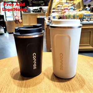 Tazza da caffè in acciaio inossidabile a doppia parete personalizzata Tazza da viaggio per auto grande ispessita Tazza termica Thermosmug per regali Thermos Flask 211222