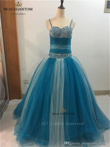 Nowa suknia kulkowa organza 2021 Quinceanera Sukienki z Kochankami Koraliki Lace-Up Długość podłogi Sweet 16 Dress przez 15 lat