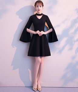 Odzież Etniczna Chińska Sukienka Asymetryczna Halter Kobieta Formalne Dresses Party Dresses Overesize XL Black Maxi Suknie wieczorowe Noveity Elegant Vestido