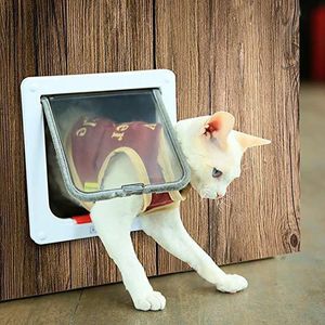 Kattbärare, Kasser Hus Säkerhet Flap Dörr 4 Vägen Lås Lås ABS Plast PET Smart Controllerbara Byt riktdörrar