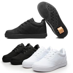 Siyah Beyaz Sneakers Tekerlek Erkek Kız Ile Okul Öğrenci Fasion Rulo Paten Ayakkabı Işık Nefes Tuval Trainers Bahar 201130