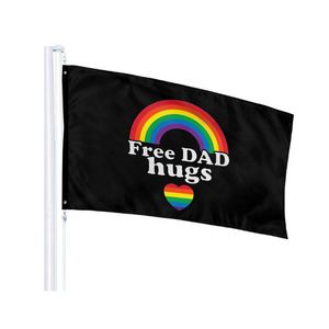 Mens Free Dad Hugs Rainbow Gay LGBT Pride Flags Banner 3' x 5'ft 100D Polyester Lebendige Farbe mit zwei Messingösen