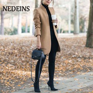 Nedeins Autumn Women Thicken Trench Coat Long Sleeve Jacket Fashion Casual Solid Warm High Quality Fabric 800G 201102