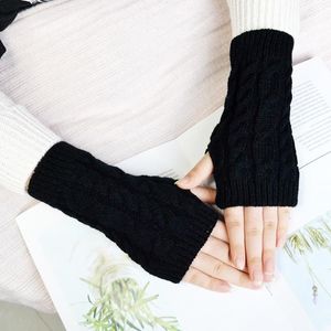 Women Winter Twist Crochet Knitted Hand Gloves for Women Short Arm Sleeve Warm Half Finger Fingerless Gloves 2020 New Glove