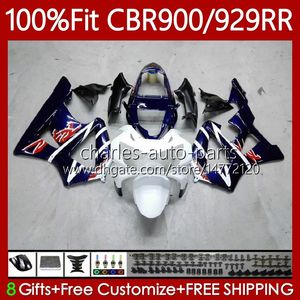 Injektionsformkropp för Honda CBR929RR CBR929 Blue Glossy CBR 929RR 900RR 900 929 RR CC 00 01 Bodywork 68NO.11 CBR900 900CC 929CC 00-01 CBR900RR 2000 2001 OEM FAIRING