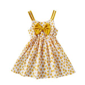 Toddler baby flicka klänningar casual ärmlös remsor söt blommig prinsessa sundress sommar kläder