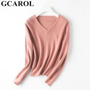 GCarol Novas Mulheres V Pescoço 30% Camisola de Lã Grosso Casual Knit Jumper Queda Inverno Streetwear Rendes Pullover em 6 Cores LJ201112