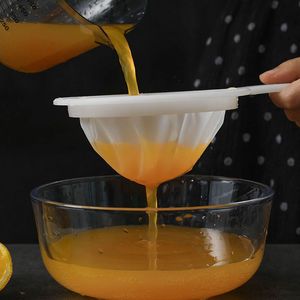Colanders Strainers ZL0408 100/200/400 Mesh Kitchen Ultra-Fine Strainer Nylon Filter Spoon With Handle Fine Wine Soy-Milk Coffee Milk Yogurt Honey Juice Tea Filtering