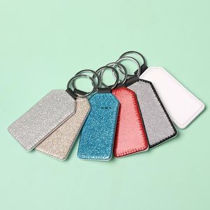 NewParty Favor PU Deri Süblimasyon Pullu Anahtarlık 5 Şekiller DIY Glittery Anahtarlık (Geri Beyaz) Kalp Şekli Lover Hediye Anahtarlık RRA11932