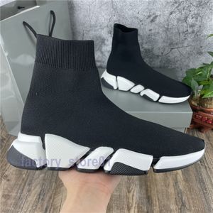 Uomo Donna Scarpe casual Calzino scarpa SPEED 2.0 Sport Sneakers elasticizzate in maglia Speed Tennis Scarpe Race Chaussures Aggiornato Nero Oreo con scatola