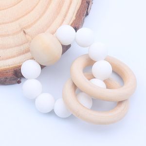 Sonaglio Giocattoli colorati in legno Massaggiagengive in silicone Esercizio per bambini naturale Dita Accessori per neonati Anello Gioco Dentizione Brughiera Giocattoli Massaggiagengive 167 B3