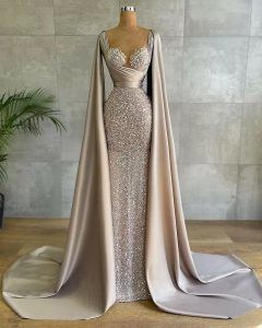 Royal Evening Dresses Sparkly Sequins Appliqued Lace Sexy Sheath Sheer Neck Prom Dress Formal Party Second Reception Gowns Ruched Satin Vestido de novia CG001