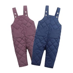 Inverno criança engrossar bib calça quente novo estilo crianças meninos longos calças para baixo calças de algodão para garotas leggings macacão bebê lj201019