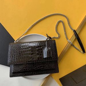 Designer Umhängetasche Damenmode Sunset Chain Handtasche Luxus Krokodillinien Rindsleder Taschen mit Box