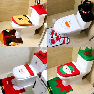 Juldekorationer levererar badrumsuppsättning toalettstol täckning wc badmatta hållare närmare lock hem dekoration1
