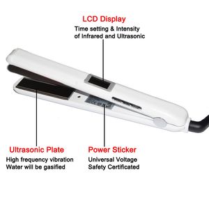 Hair Straighteners Professionell LCD-skärm Infrarödvård Järn Ultraljudsbehandling Styler Tool Cold Straightener Recovers skadade